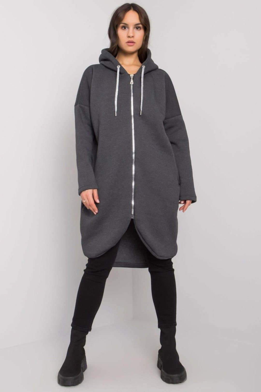 Love Lace Love Lace Women's Hooded Zip Sweatshirt with Side Pockets in Grey