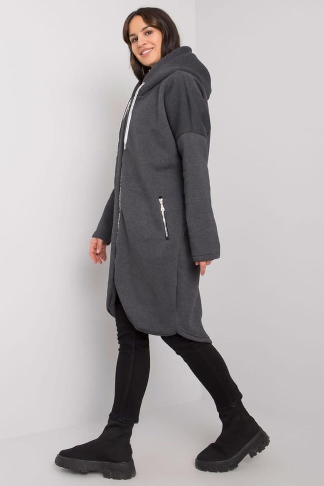 Love Lace Love Lace Women's Hooded Zip Sweatshirt with Side Pockets in Grey - 2