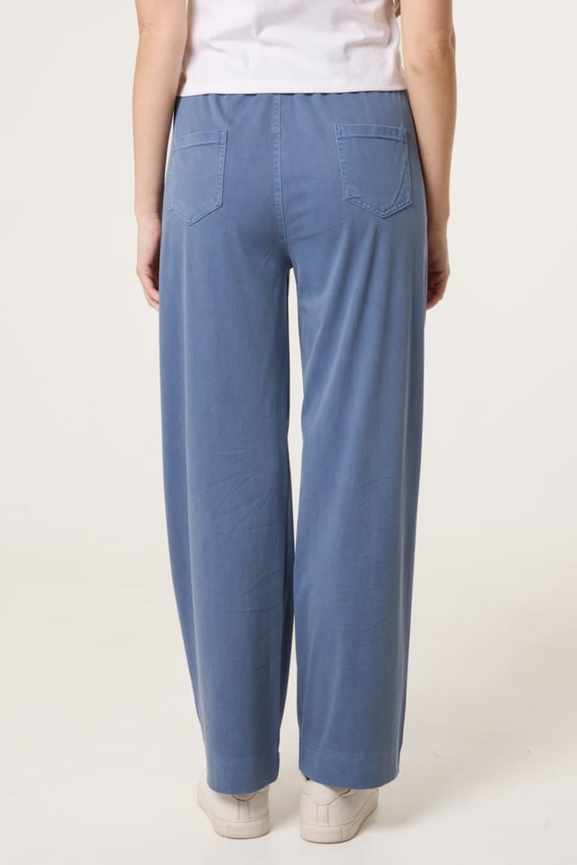 Alse Studio Alse Studio Women's Elasticed Waist Stretch Wide Leg Denim Trousers in Light Blue - 3