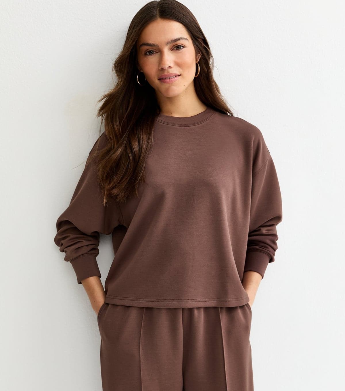 New Look Women's Petite Premium Dark Brown Sweatshirt New Look