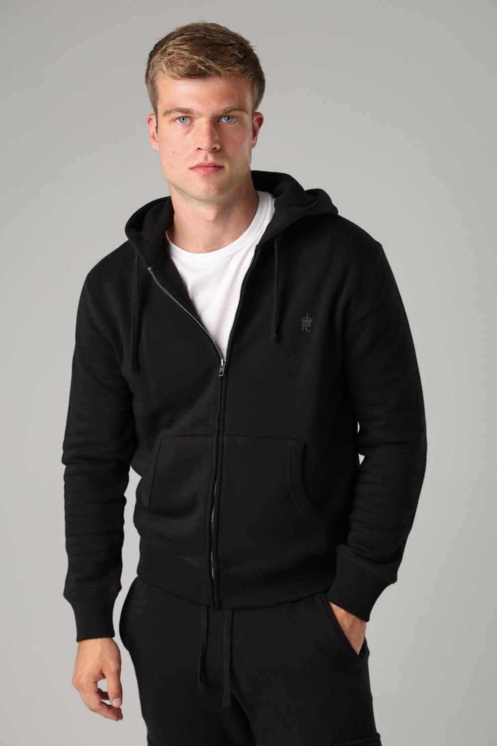French Connection French Connection Men's Cotton Blend Zip Hoody in Black