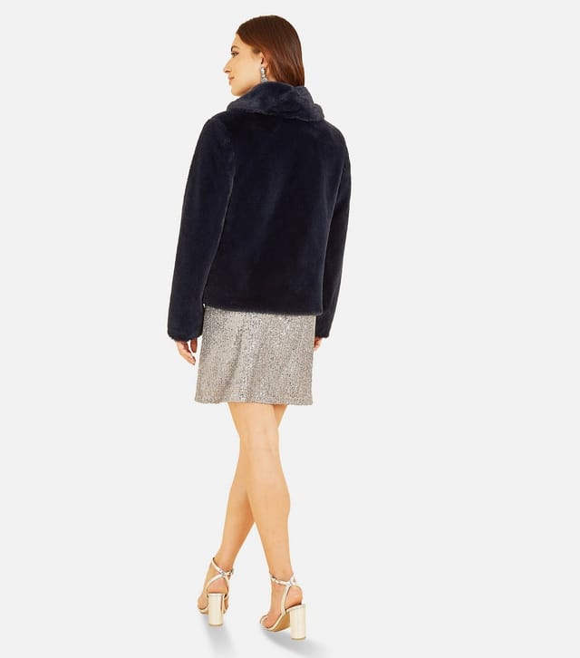 Yumi Women's Black Faux Fur Wrap Coat Yumi New Look - 3