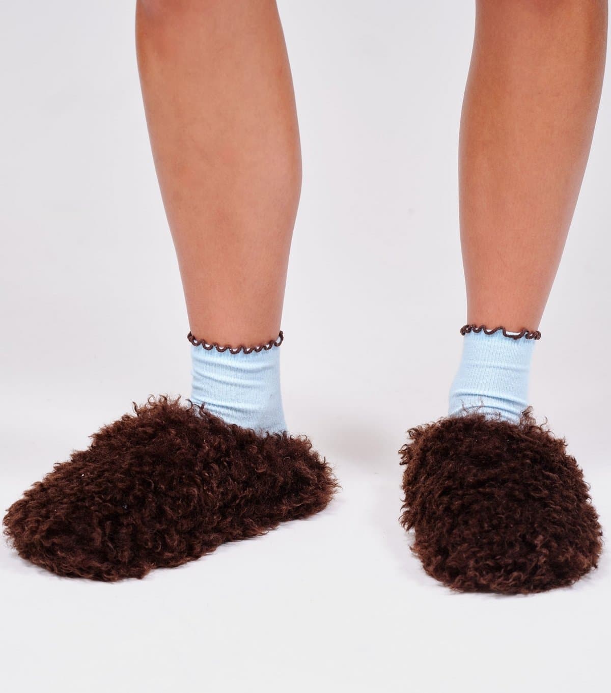Loungeable Women's Dark Brown Fluffy Cosy Mule Slippers Loungeable New Look