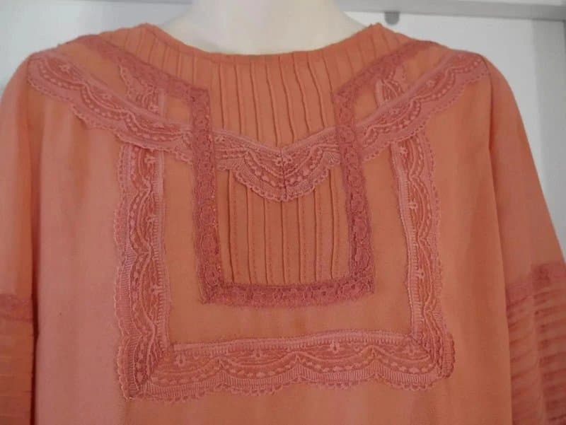 New Look New Look Blouse Top Ladies Size 10 Orange Vintage Style Pleated Lace Party