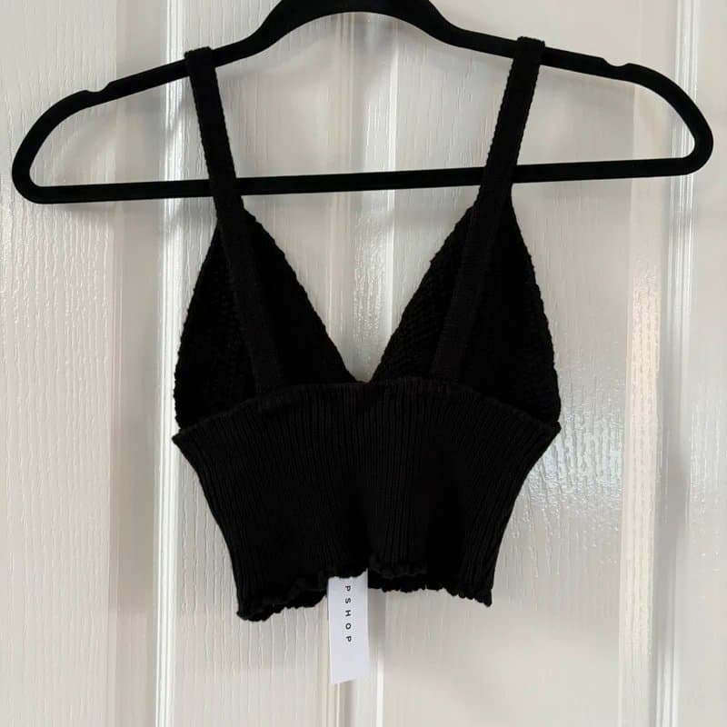 Topshop Black Topshop Knitted Bralet Crop Top