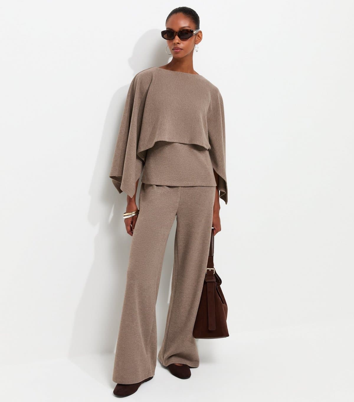 New Look New Look Mink Cotton Rich Soft Touch Wide Leg Trousers