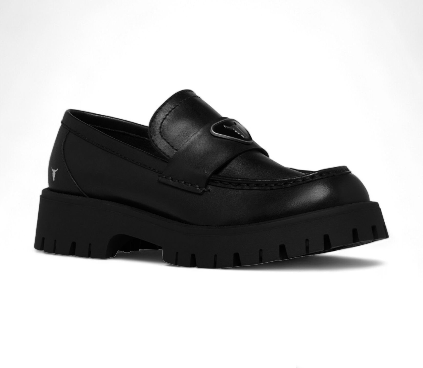 TruClothing TruClothing Women's Slip On Chunky Leather Moccasin Loafer Shoes in Black - 2