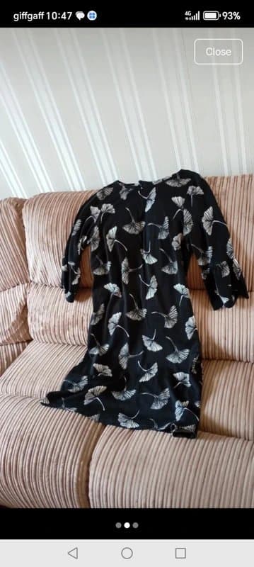 ROMAN Roman size 14 black white Floral dress floaty 3/4  sleeve
