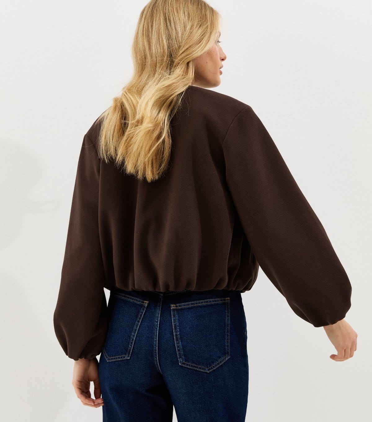 New Look Women's Brown Collarless Zip Through Bomber Jacket New Look - 4
