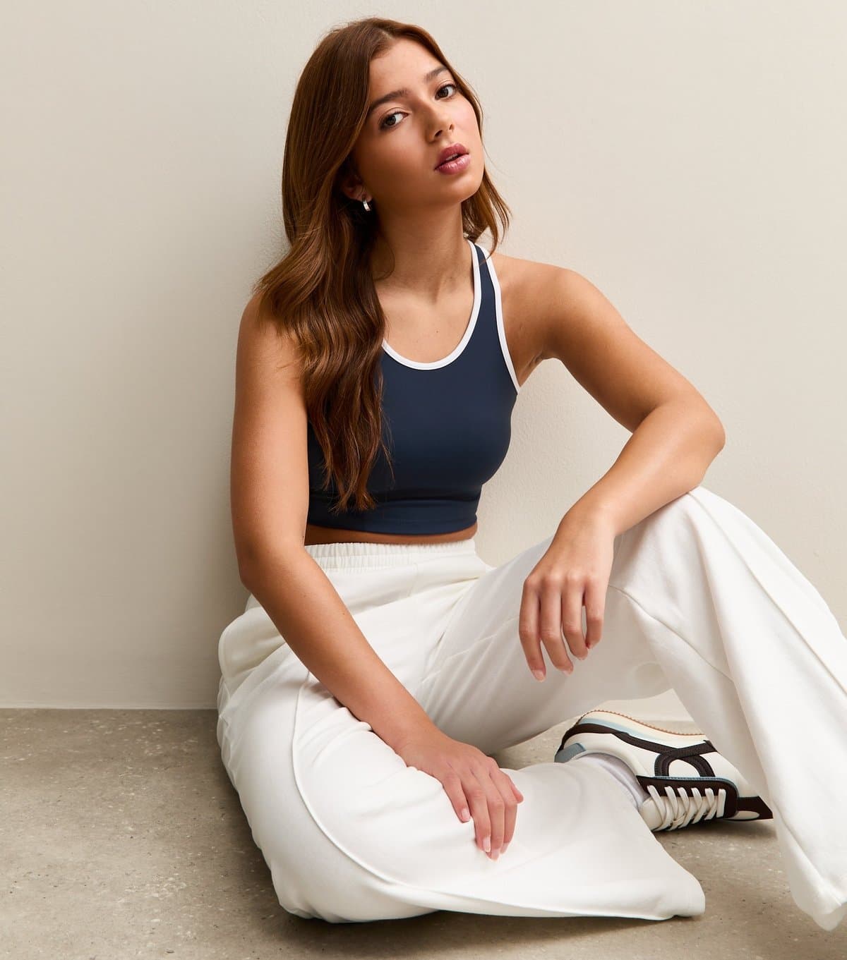 New Look Girls' Navy Contrast Trim Crop Top New Look