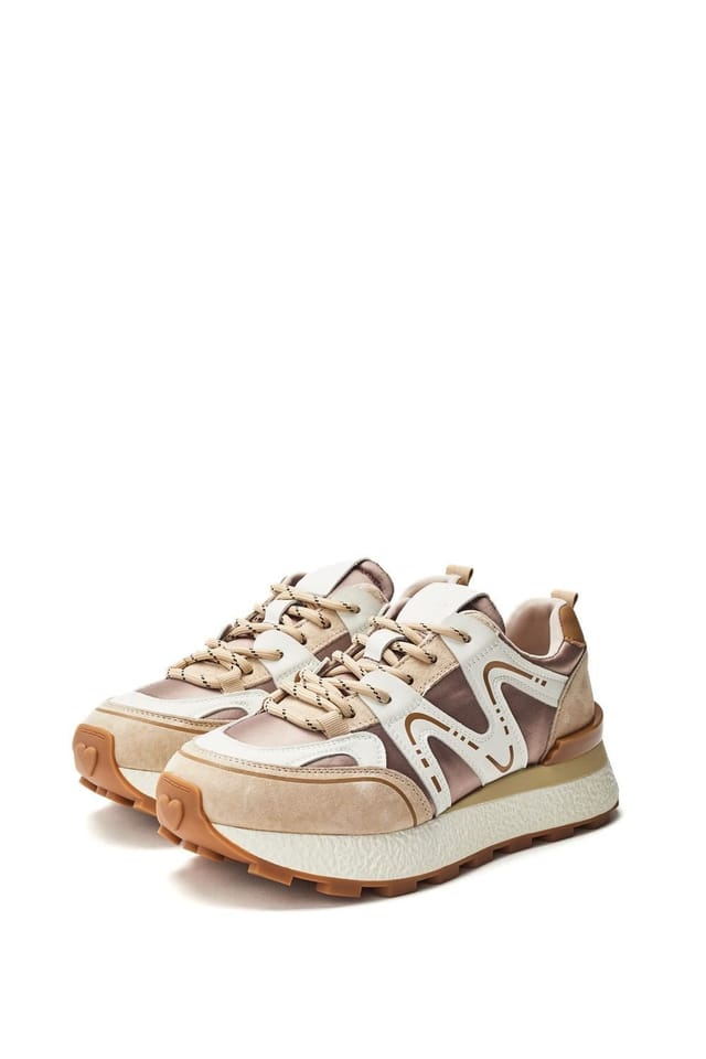 Moda In Pelle Moda In Pelle Women's 'Beenie' Alcantara Chunky Trainers in Taupe - 2