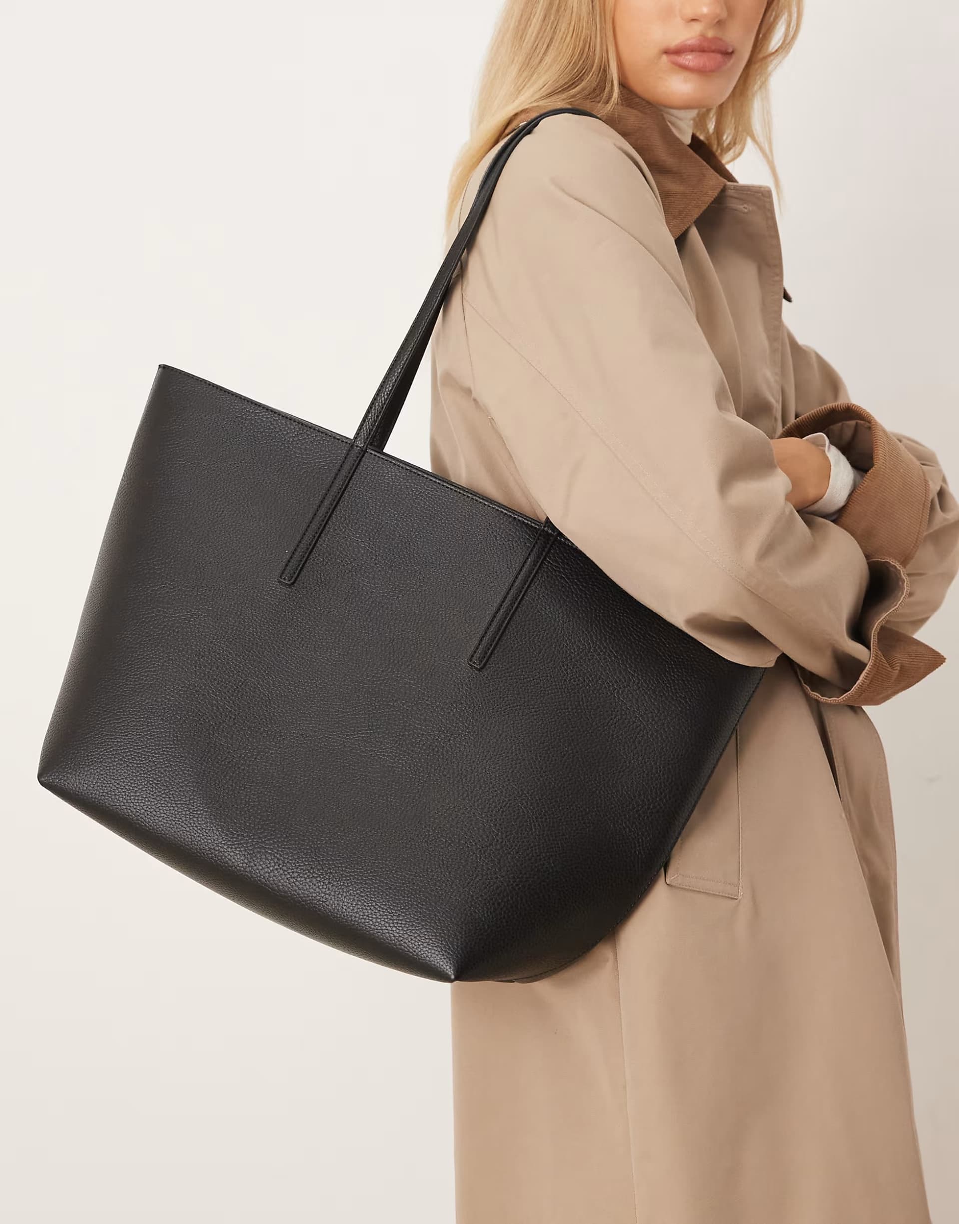 ASOS ASOS Black Faux Leather Tote Bag