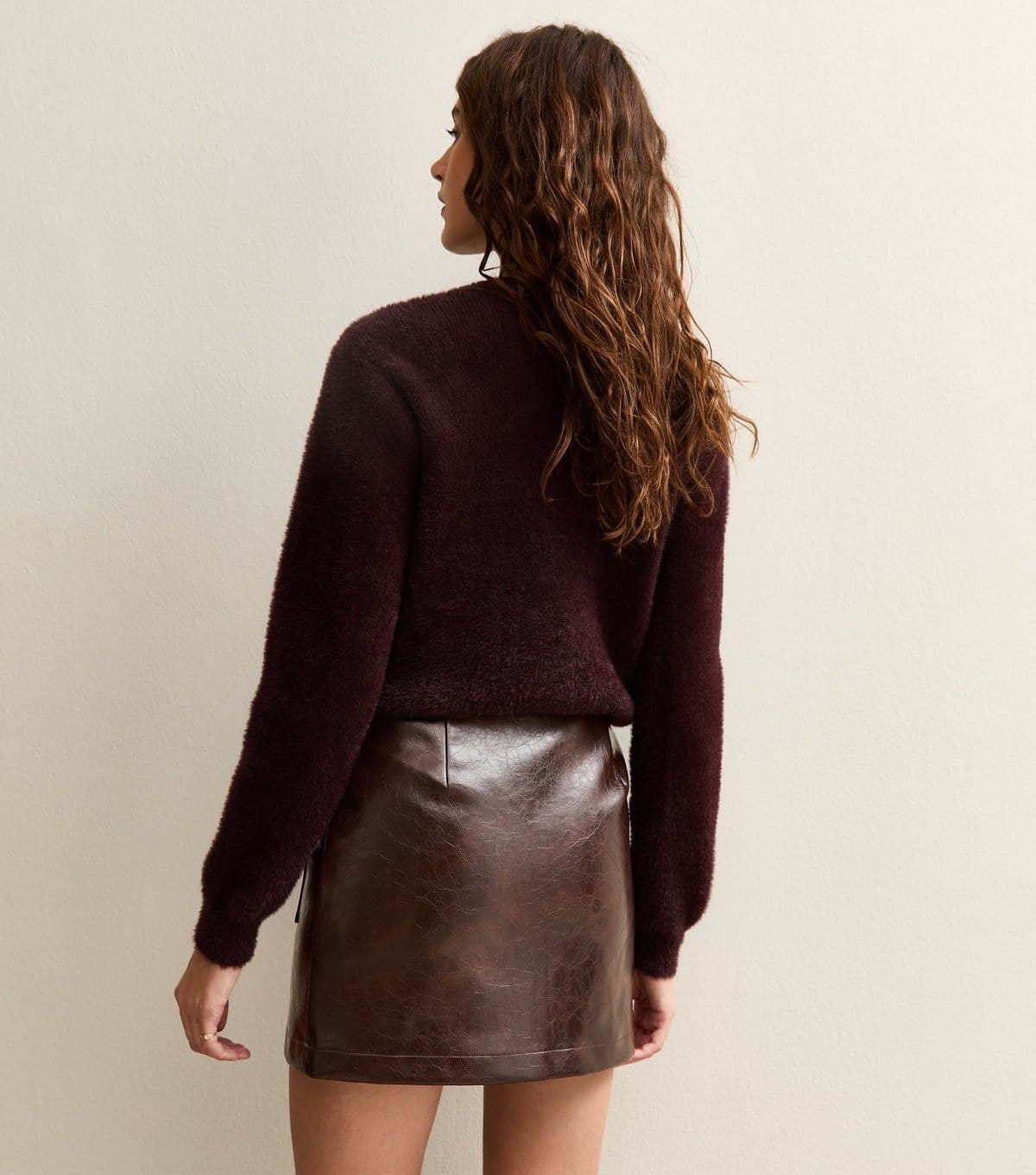 New Look Women's Dark Brown Faux Leather Cargo Mini Skirt New Look - 4
