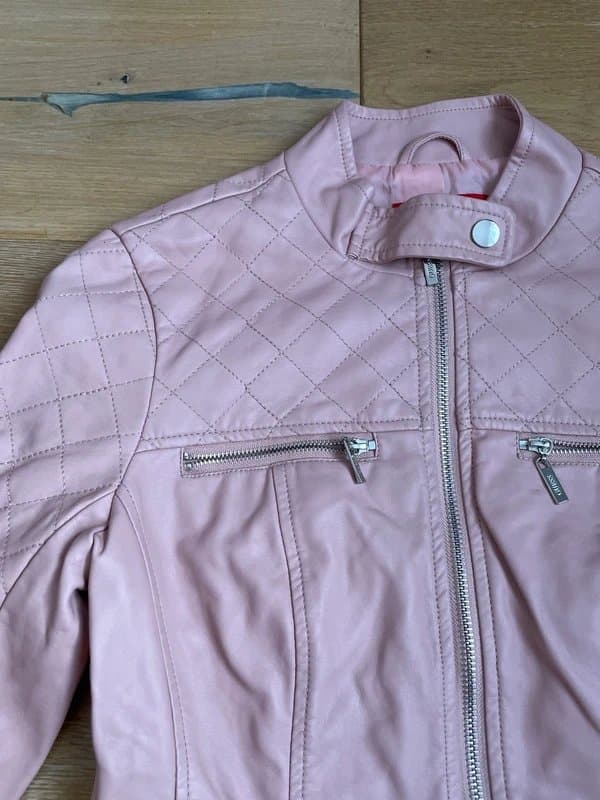 Guess GUESS pink zipped biker racer jacket y2k 2000s tailored ribbed retro street diesel
