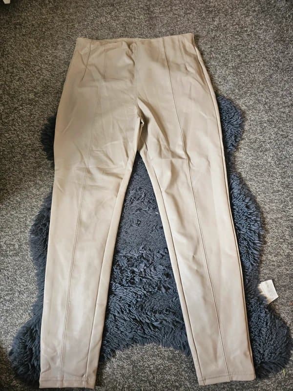 New Look Cream leather trousers