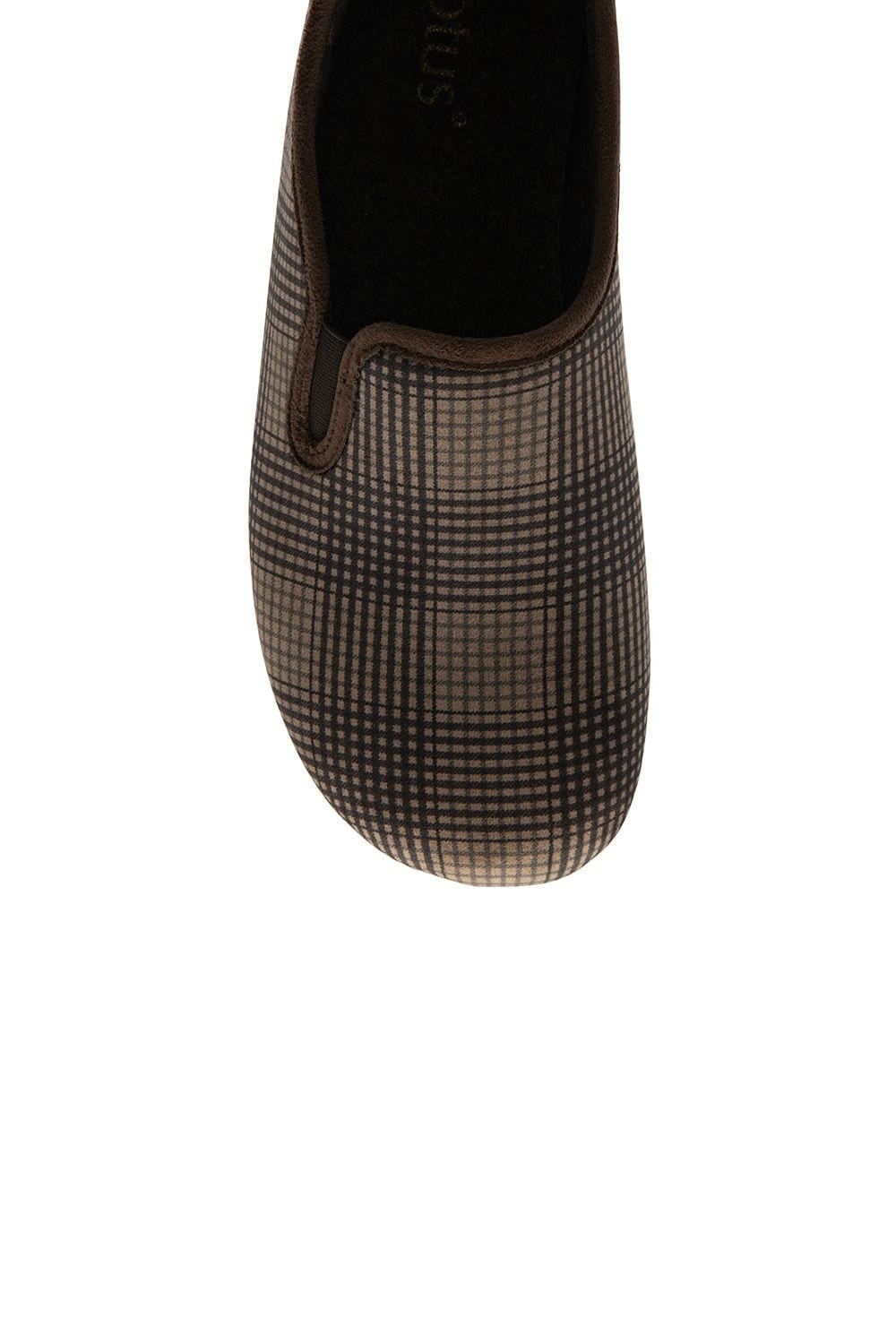 Lotus Lotus Men's 'Enrique' Check-Print Full Slippers in Brown - 4