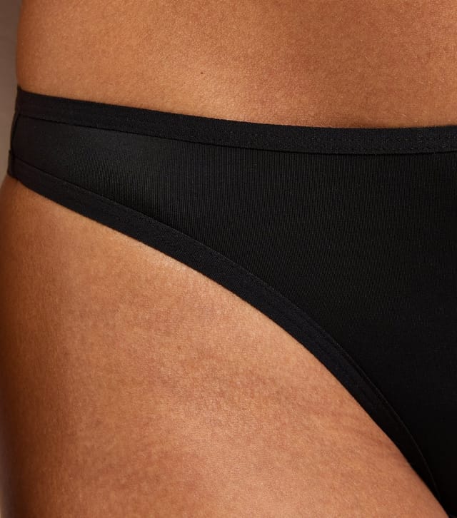 New Look Women's Black Microfibre Ruched Back Thong New Look - 2