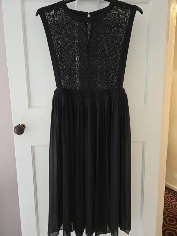 ASOS Black Lace Chiffon Midi Dress Size 14