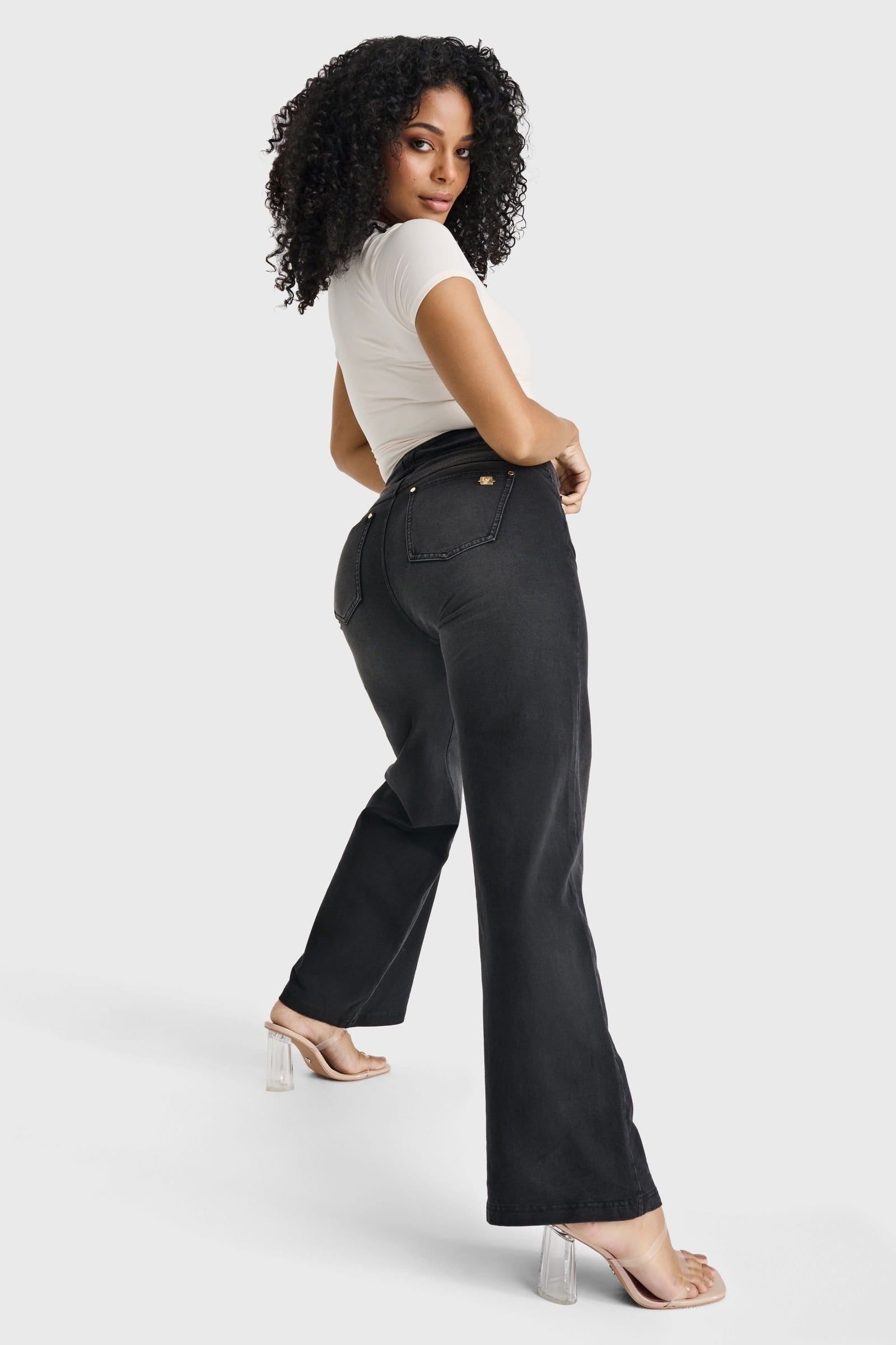 Freddy Freddy Women's N.O.W Denim High Waisted Wide Leg Jeans in Black - 4