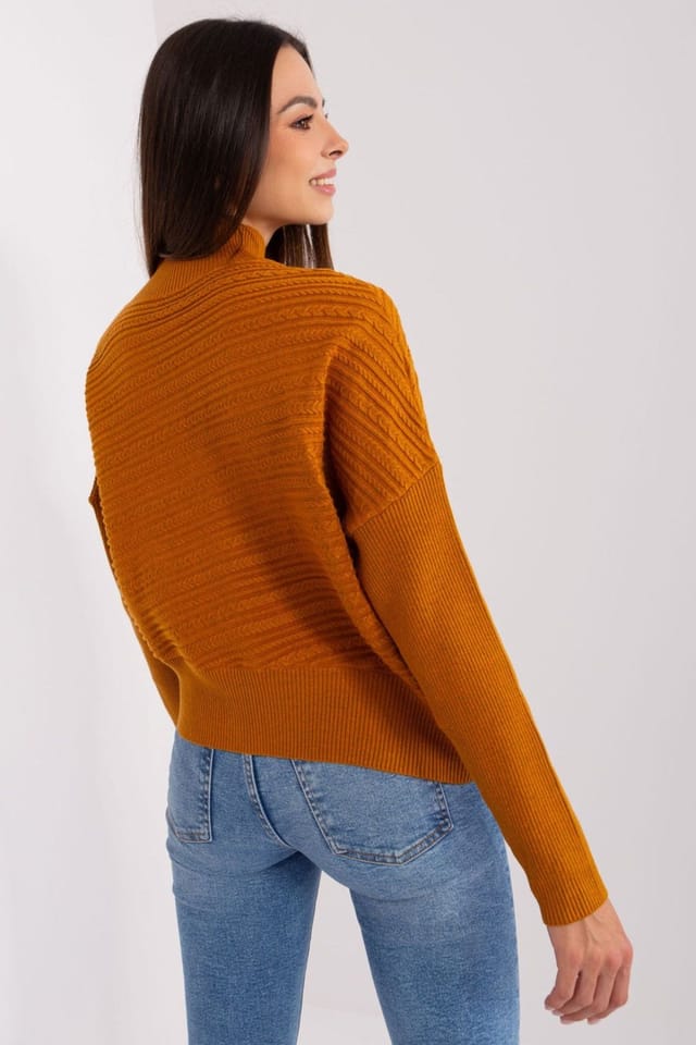 Love Lace Love Lace Women's Variegated Long Sleeve Low Turtleneck Sweater Style 186565 in Mustard - 3