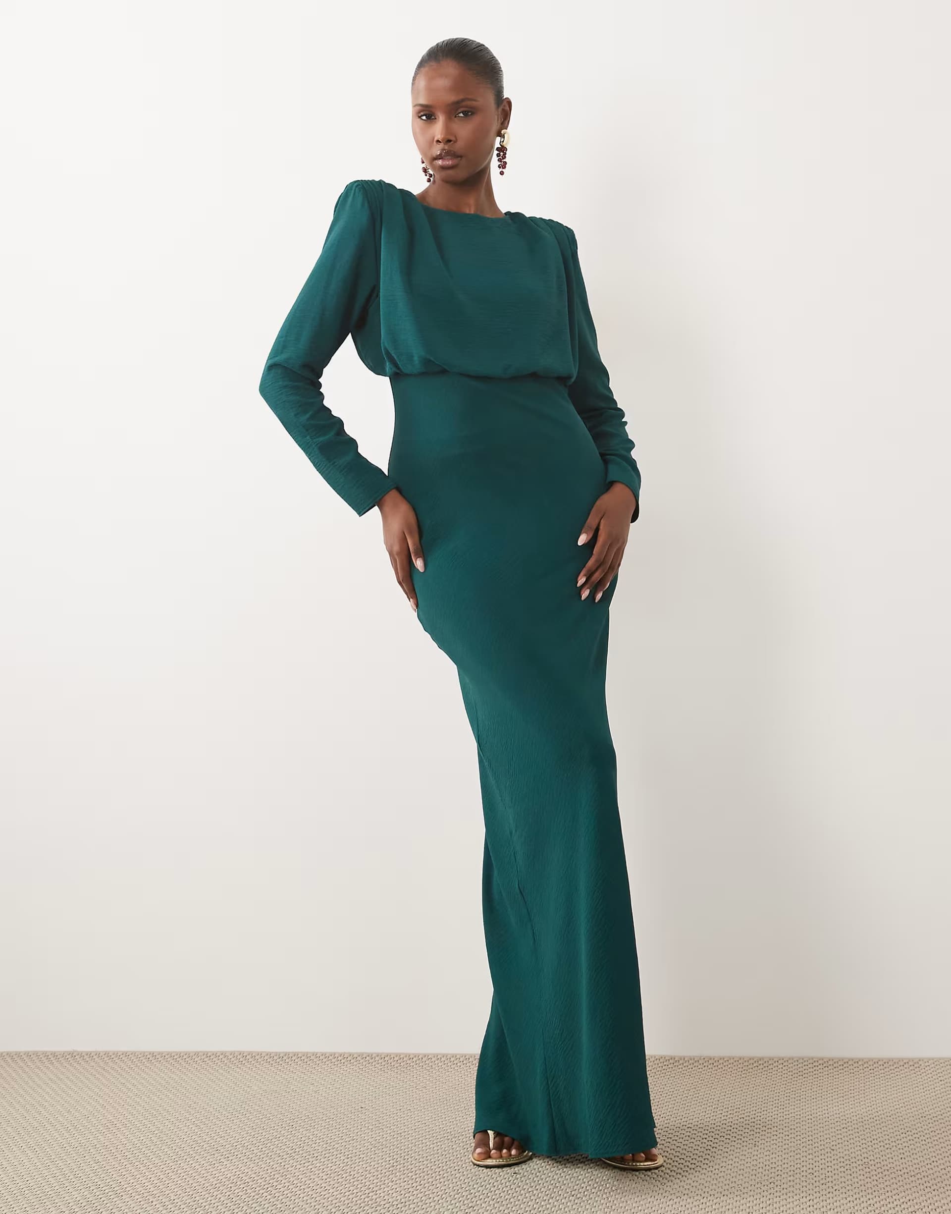 ASOS ASOS DESIGN modesty batwing maxi dress in bottle green
