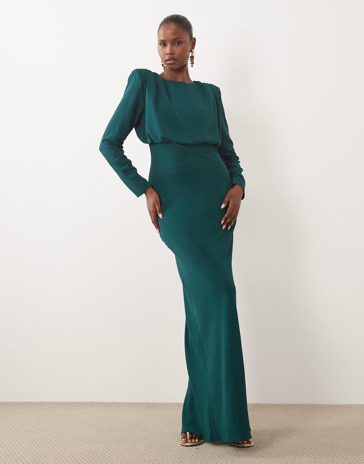 ASOS ASOS DESIGN modesty batwing maxi dress in bottle green - 1