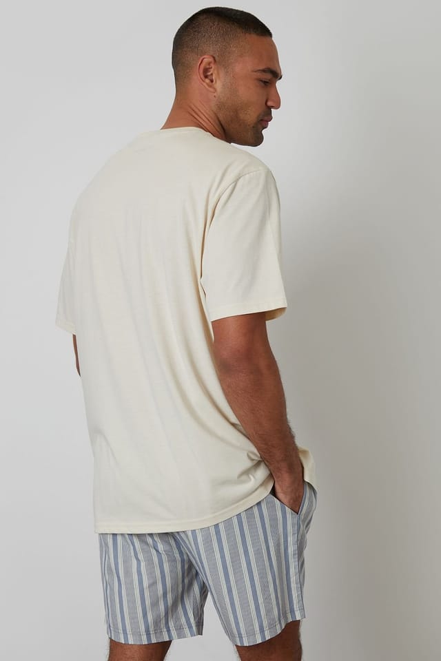 Threadbare Threadbare Men's Stripe Relaxed Fit Short Pyjama in Natural - 2