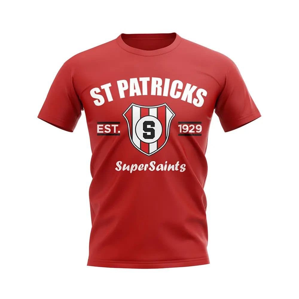 St Patricks St Patricks Men's Personalised Established Football T-Shirt in Red