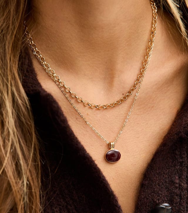 New Look Gold Tone Layered Circle Pendant Necklace New Look - 2