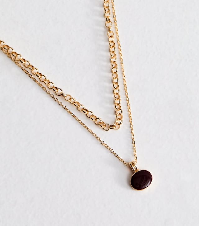 New Look Gold Tone Layered Circle Pendant Necklace New Look - 3