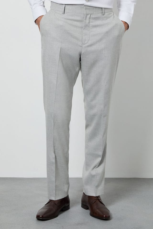 Burton Burton Men's Pale Grey Tailored Fit Suit Trousers in Light Grey - 2