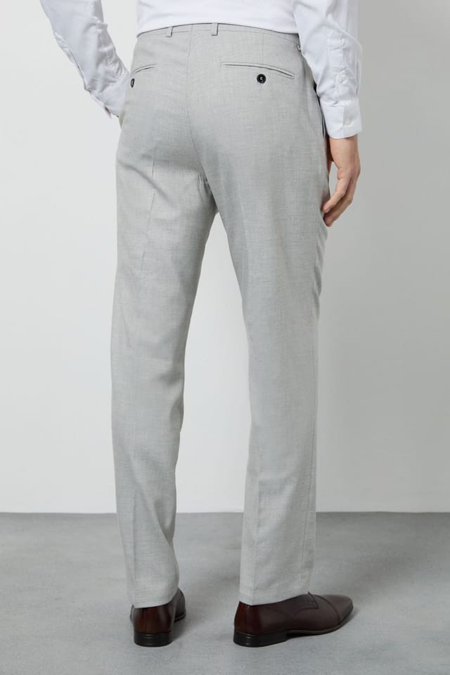 Burton Burton Men's Pale Grey Tailored Fit Suit Trousers in Light Grey - 3