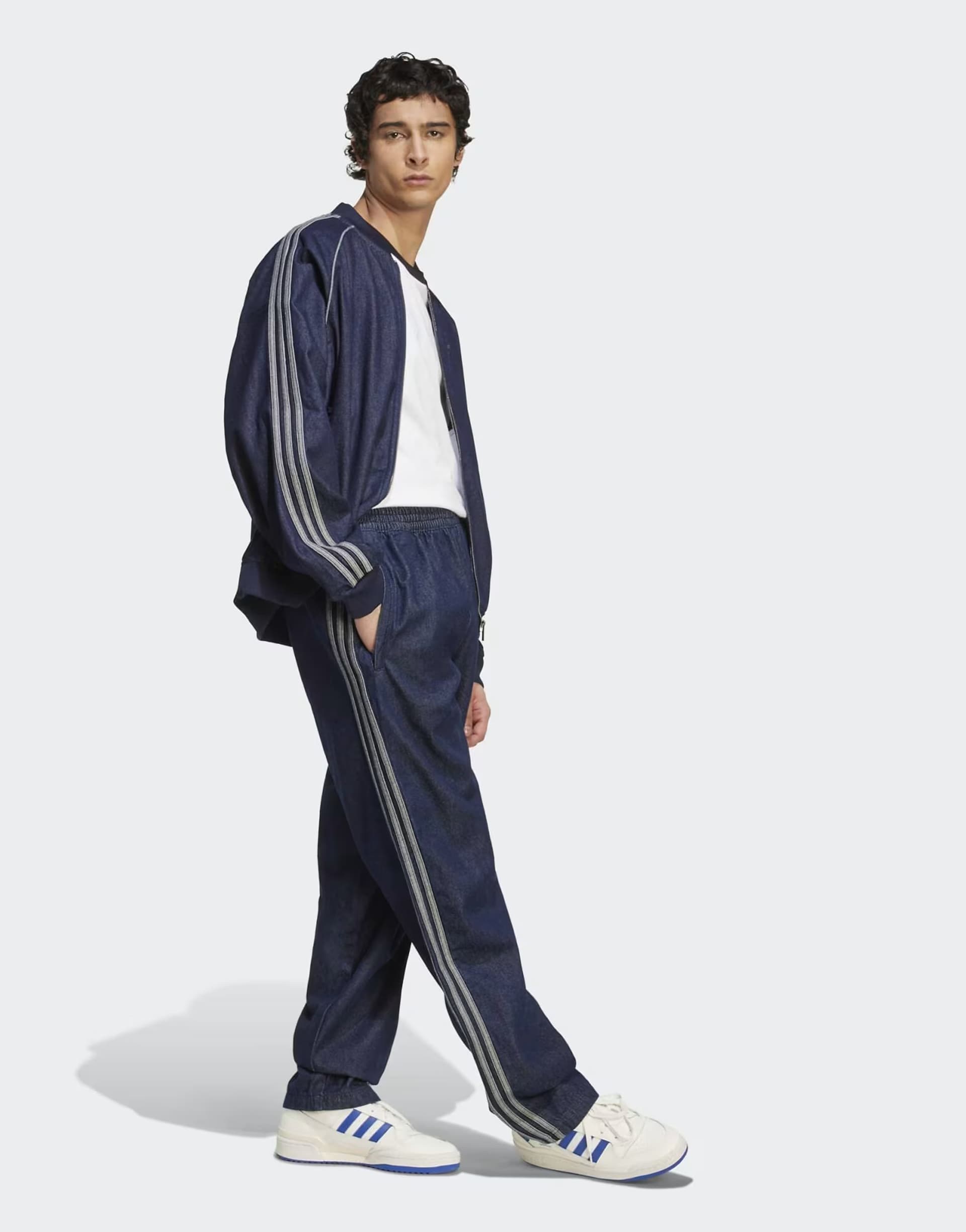 ASOS adidas Originals Adidas adicolor loose trackpant denim stone in indigo denim