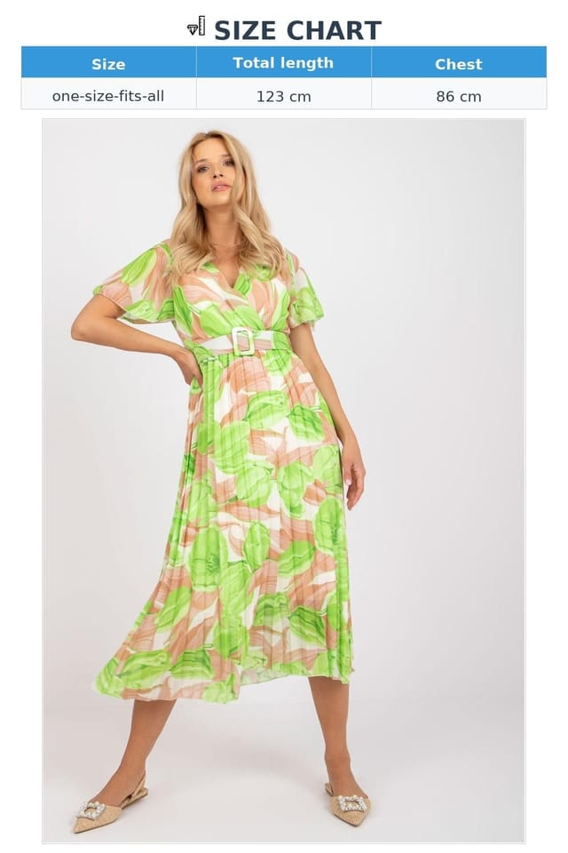 Love Lace Love Lace Women's Summer Frill Sleeve Belted Pleated Dress Style 166273 in Green - 3