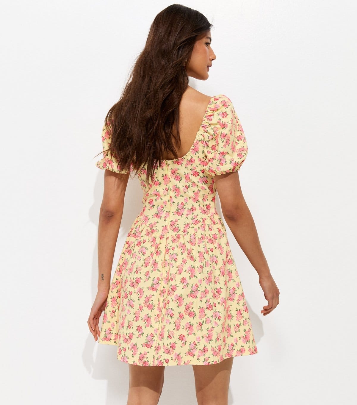 New Look Women's Yellow Floral Puff Sleeve Mini Dress New Look - 4