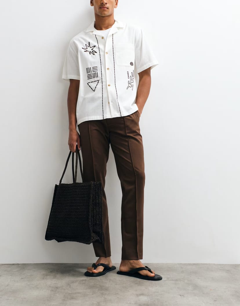 ASOS ASOS DESIGN smart slim trousers in dark brown with pintuck - 1