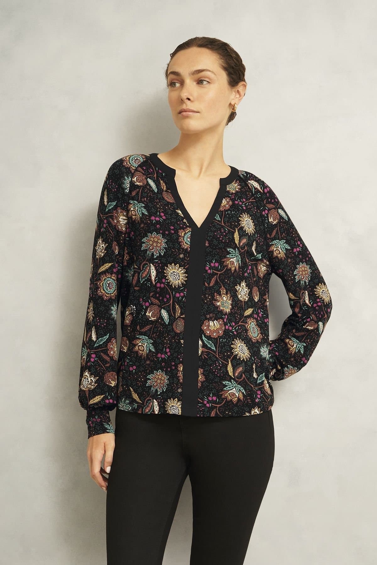 Hobbs London Hobbs London Women's Zelia Botanical Print Blouse in Black