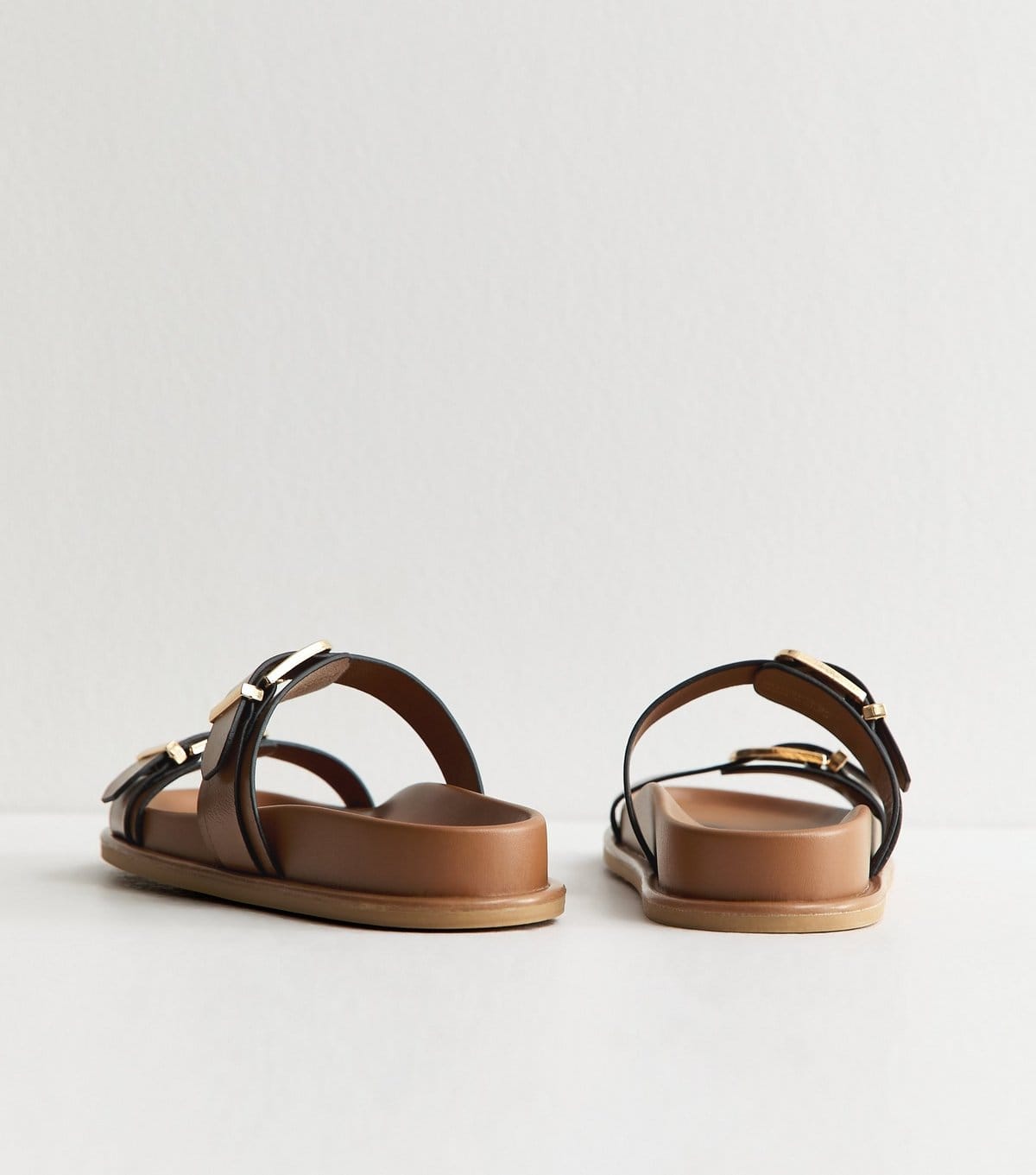 New Look Women's Tan Faux Leather Buckled Strap Sandals Vegan New Look - 4