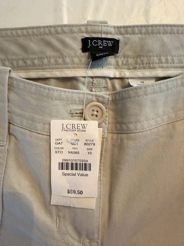 J.Crew J.Crew City Fit Chinos Khaki Pants Women’s Size 10 New with Tags