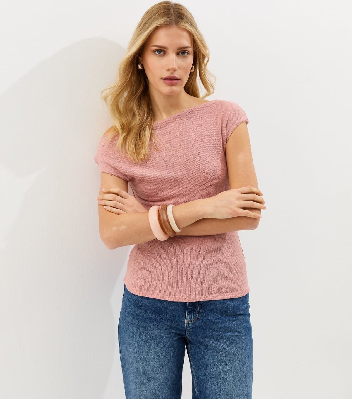 New Look Women's Pink Twisted Off The Shoulder Top New Look