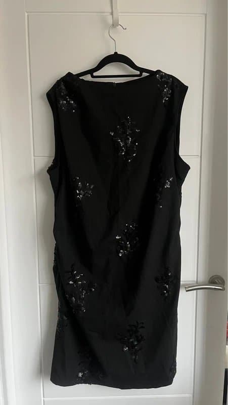 New Look Black Sequin Embellished Pinstripe Dress