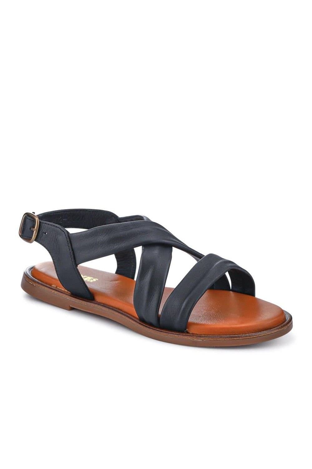 Jones Bootmaker Jones Bootmaker Women's Haliwide Leather Wide-Fitting Sandals in Black