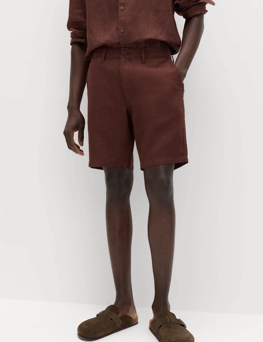 Marks & Spencer M&S Linen Blend Chino Shorts Sable
