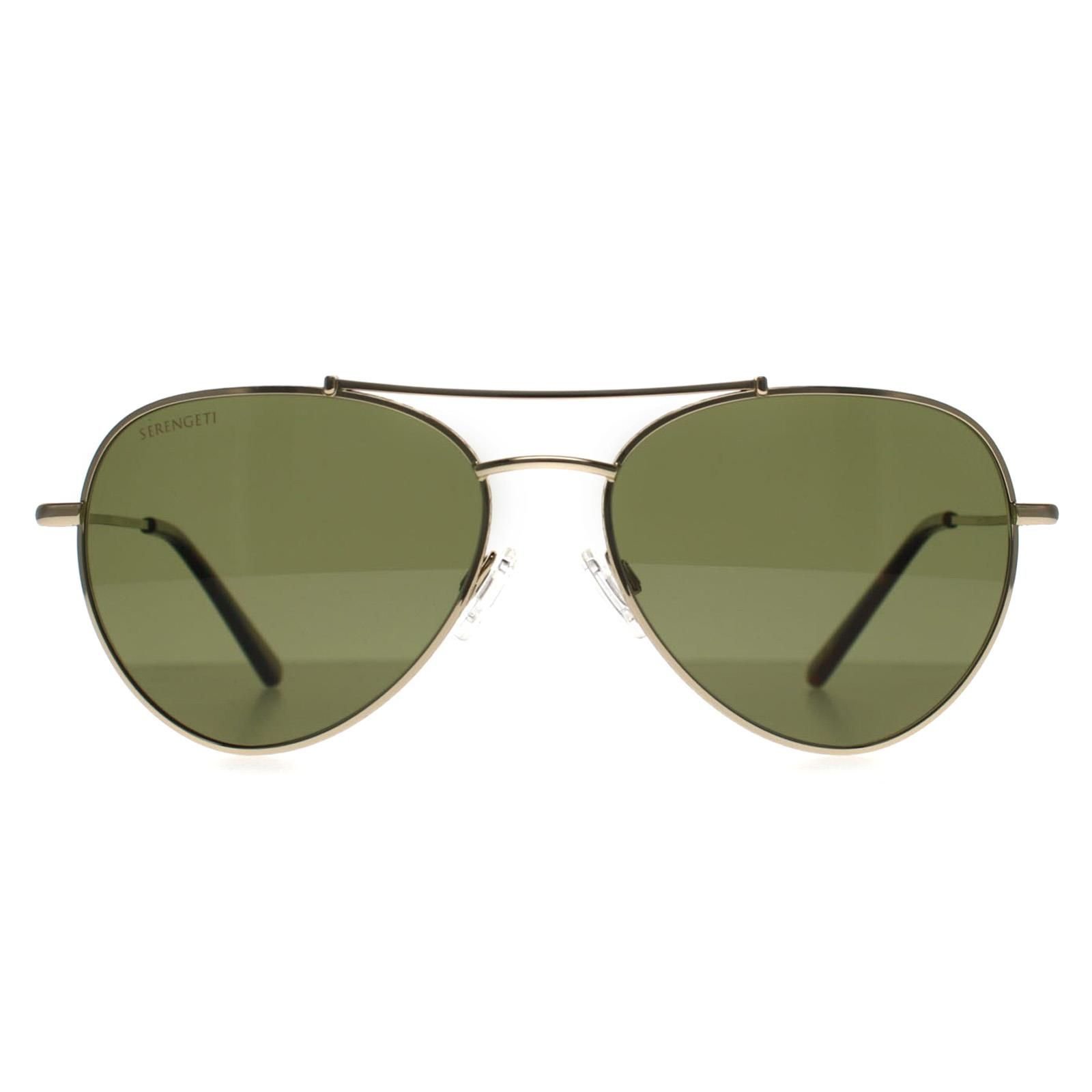 Serengeti Serengeti Men's Aviator Shiny Light Gold Mineral 555nm Polarized Photochromic Pete - 1