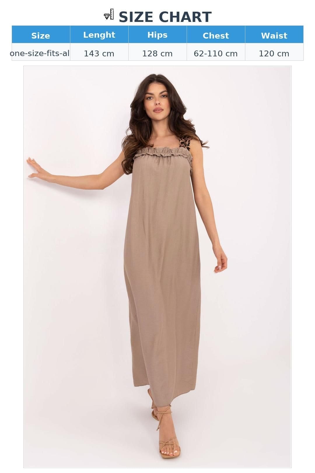 Love Lace Love Lace Women's Italy Viscose Summer Leopard Strap Maxi Dress in Beige - 4