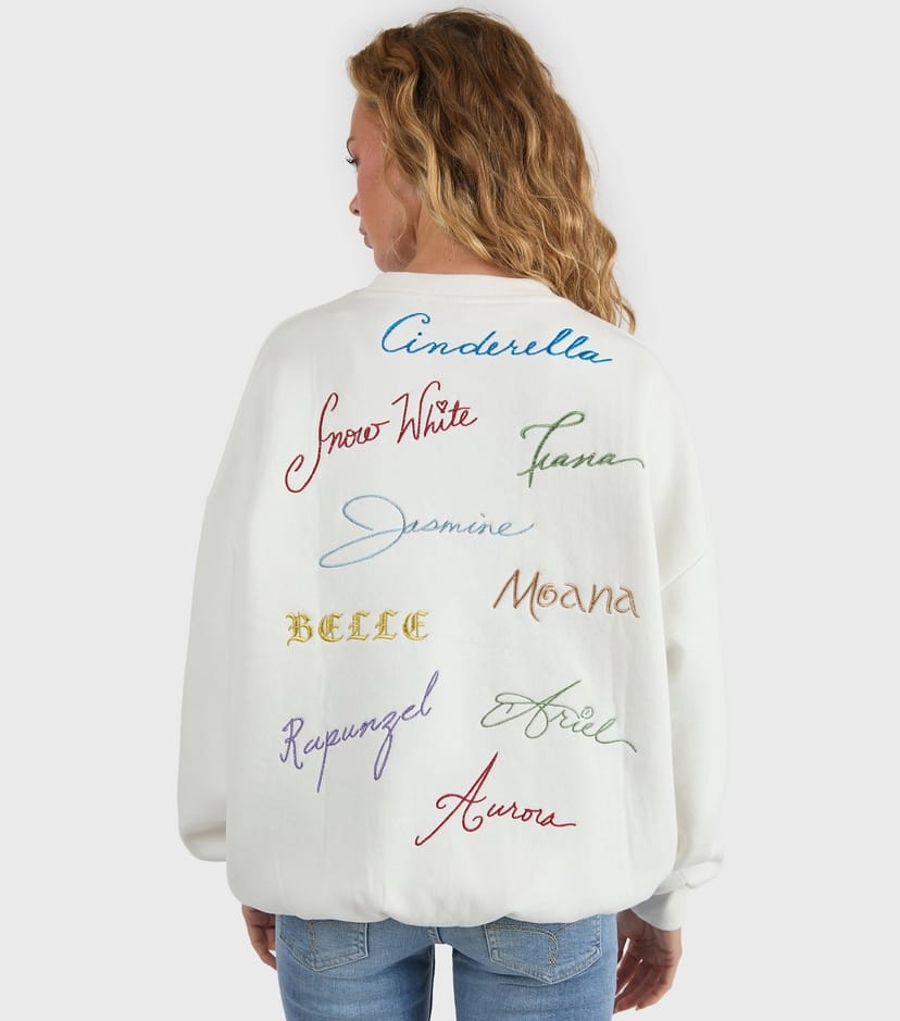 Skinnydip Women's White Embroidered Disney Princess Sweatshirt Skinnydip New Look - 1