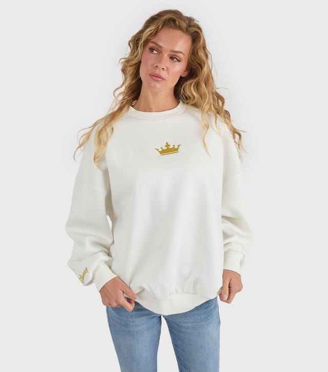 Skinnydip Women's White Embroidered Disney Princess Sweatshirt Skinnydip New Look - 2