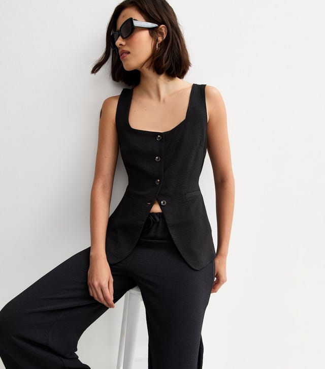 New Look Women's Black Drawstring Waist Wide Leg Trousers New Look - 2