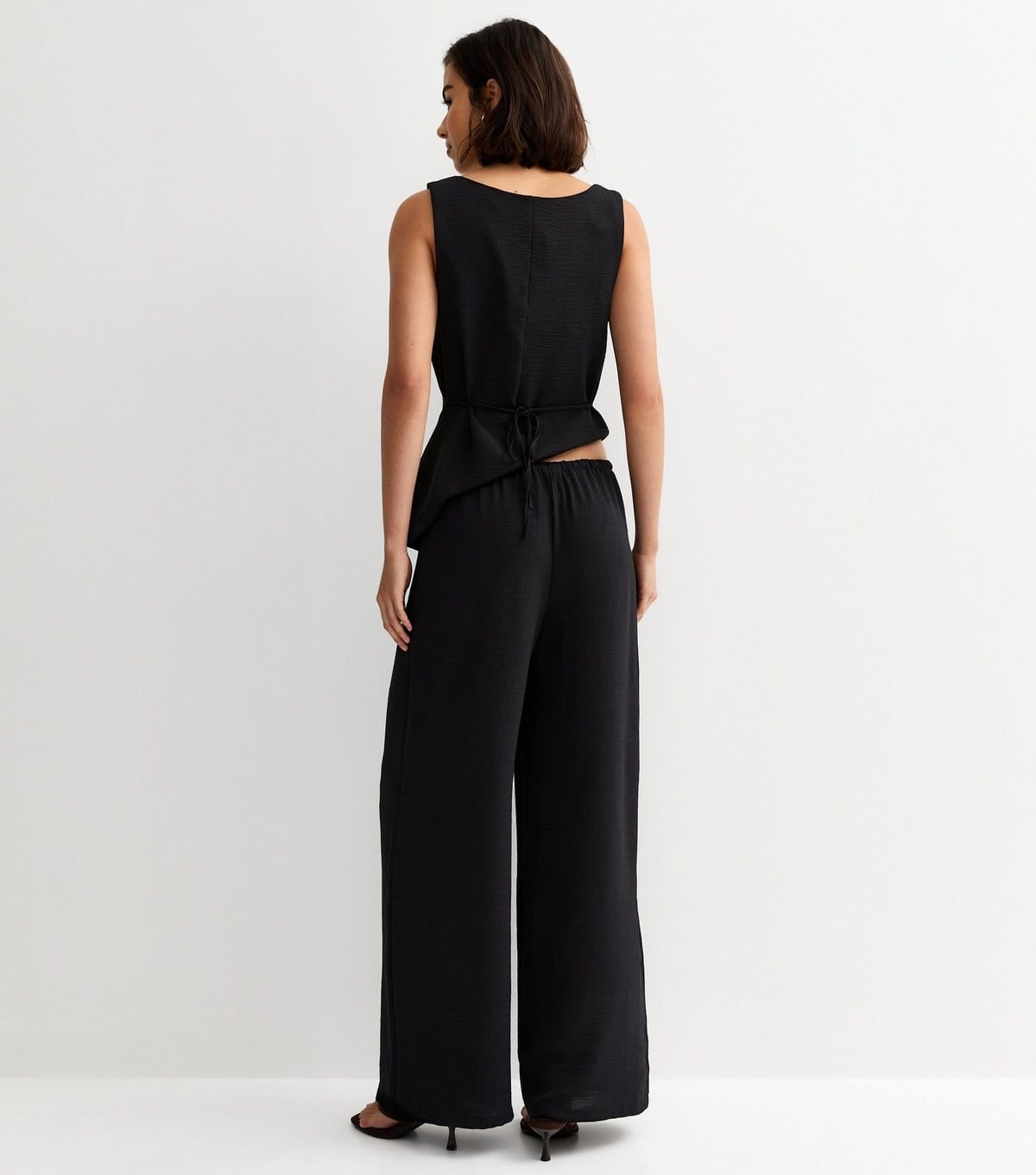 New Look Women's Black Drawstring Waist Wide Leg Trousers New Look - 4