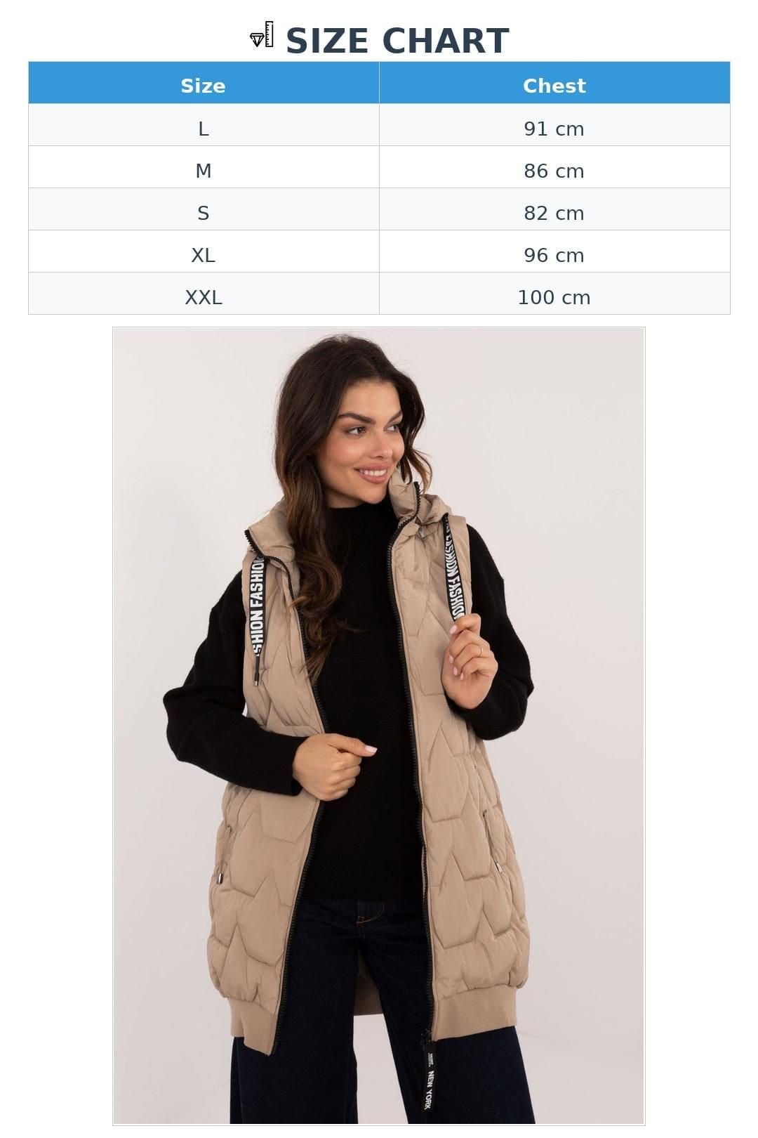 Love Lace Love Lace Women's Quilted Insulated Vest with Detachable Hood Style 200965 in Beige - 4